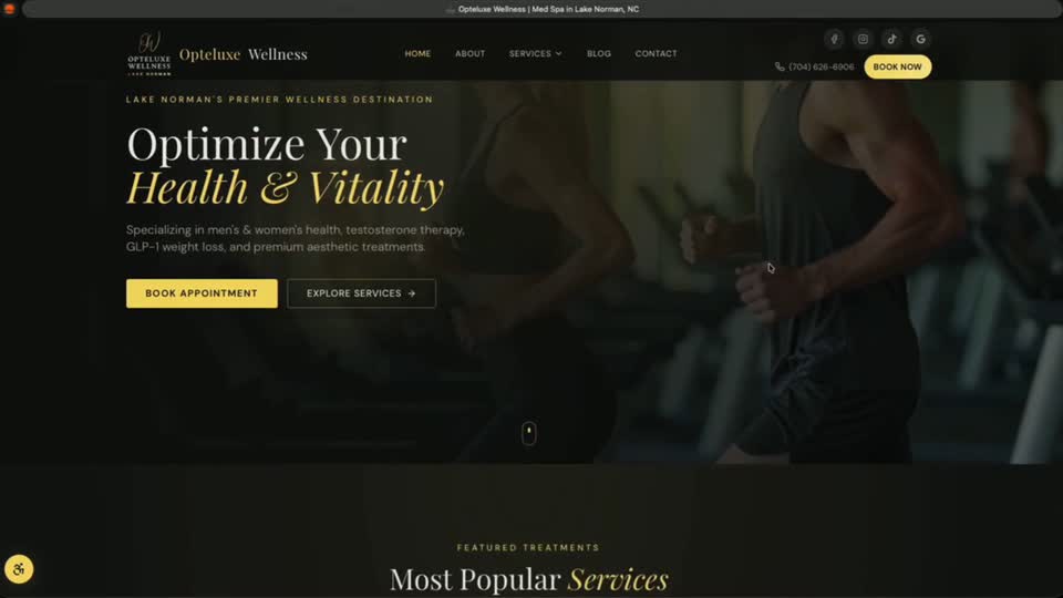Opteluxe Wellness website preview