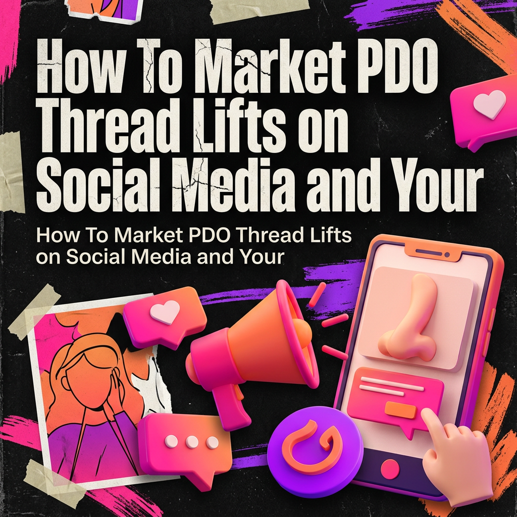 How To Market PDO Thread Lifts on Social Media and Your Website: The Complete 2026 Guide — vivid editorial cover from The Real Social Company.