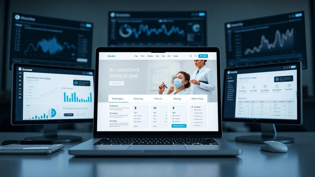 AI-powered website design for medical spas showing modern web interfaces and analytics
