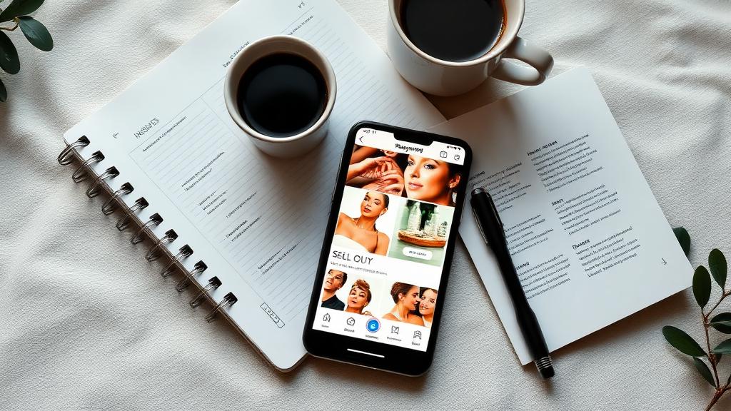 Social media content strategy for medical spas with content calendar and phone showing Instagram