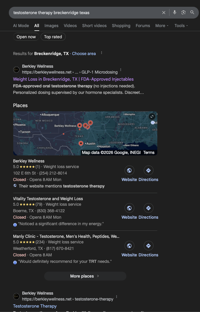 Testosterone Therapy Breckenridge TX ranking screenshot