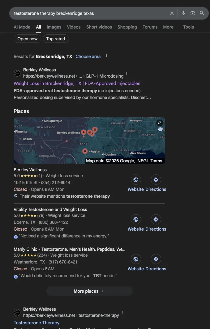 Testosterone Therapy Breckenridge TX ranking screenshot