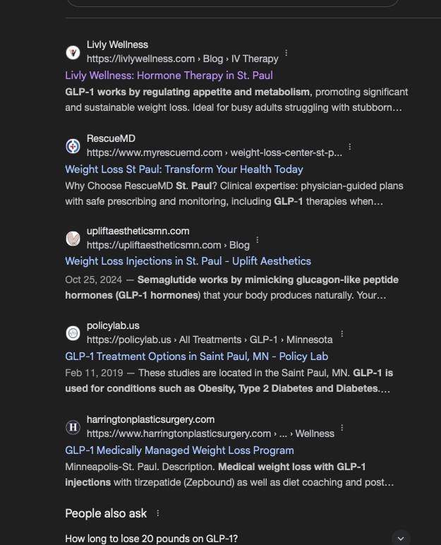 Hormone Therapy St. Paul ranking screenshot