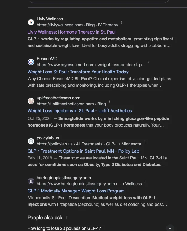 Hormone Therapy St. Paul ranking screenshot