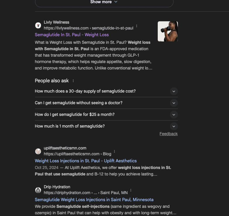 Semaglutide St. Paul ranking screenshot