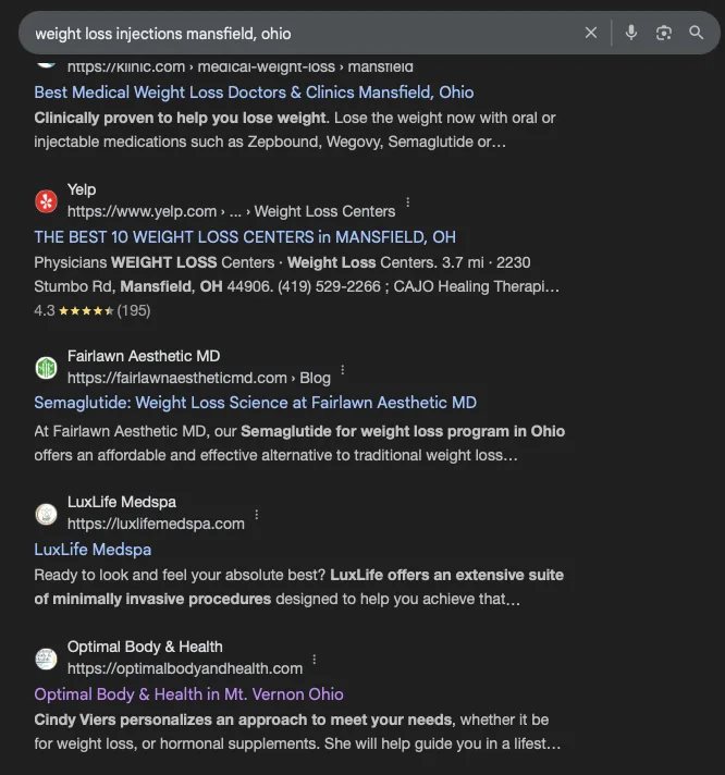 Weight Loss Injections Mansfield OH ranking screenshot