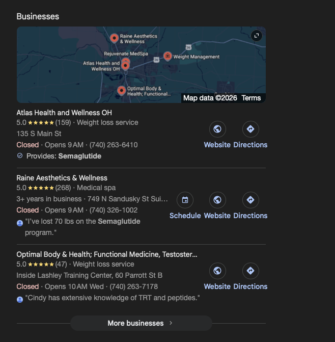 Semaglutide Mt Vernon OH ranking screenshot