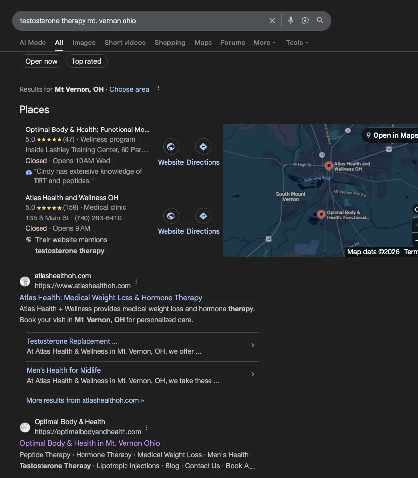 Testosterone Therapy Mt Vernon OH ranking screenshot