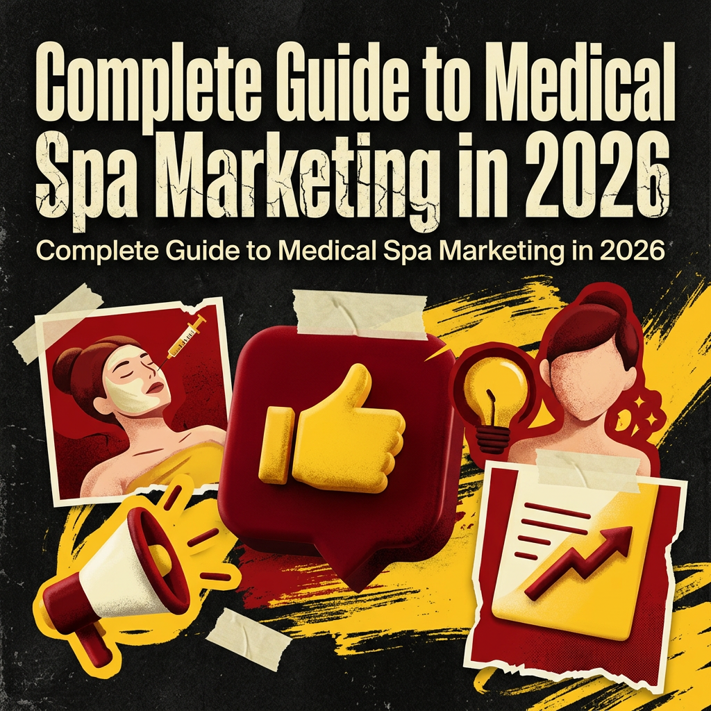 Complete Guide to Medical Spa Marketing in 2026 — vivid editorial cover from The Real Social Company.