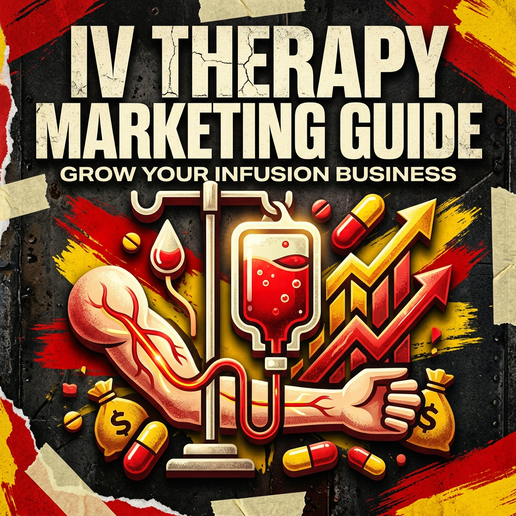 IV Therapy Marketing Guide: Grow Your Infusion Business — vivid editorial cover from The Real Social Company.
