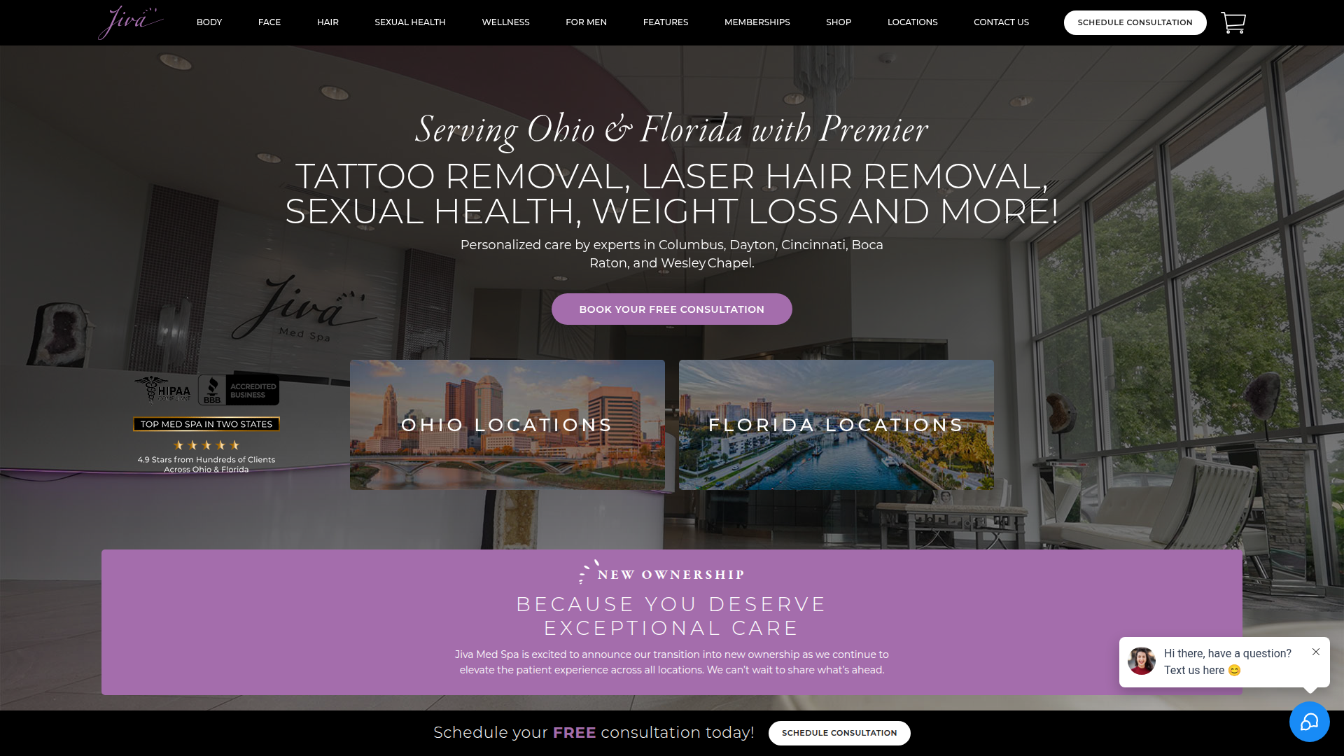 Jiva Medical Spa Columbus Ohio Website Design