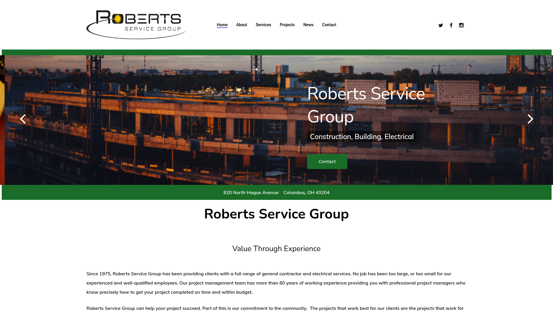 Roberts Service Group Columbus Ohio Website Design