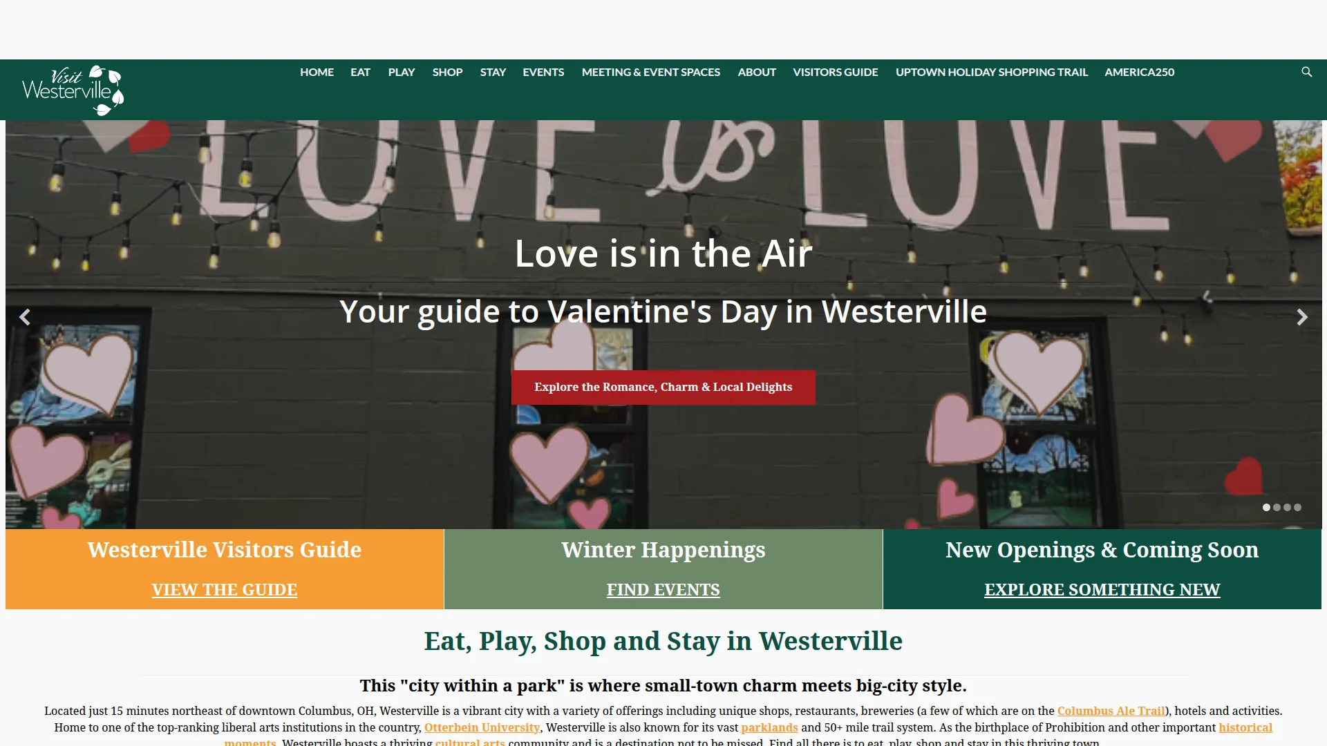 Visit Westerville Ohio Community AI Website Design