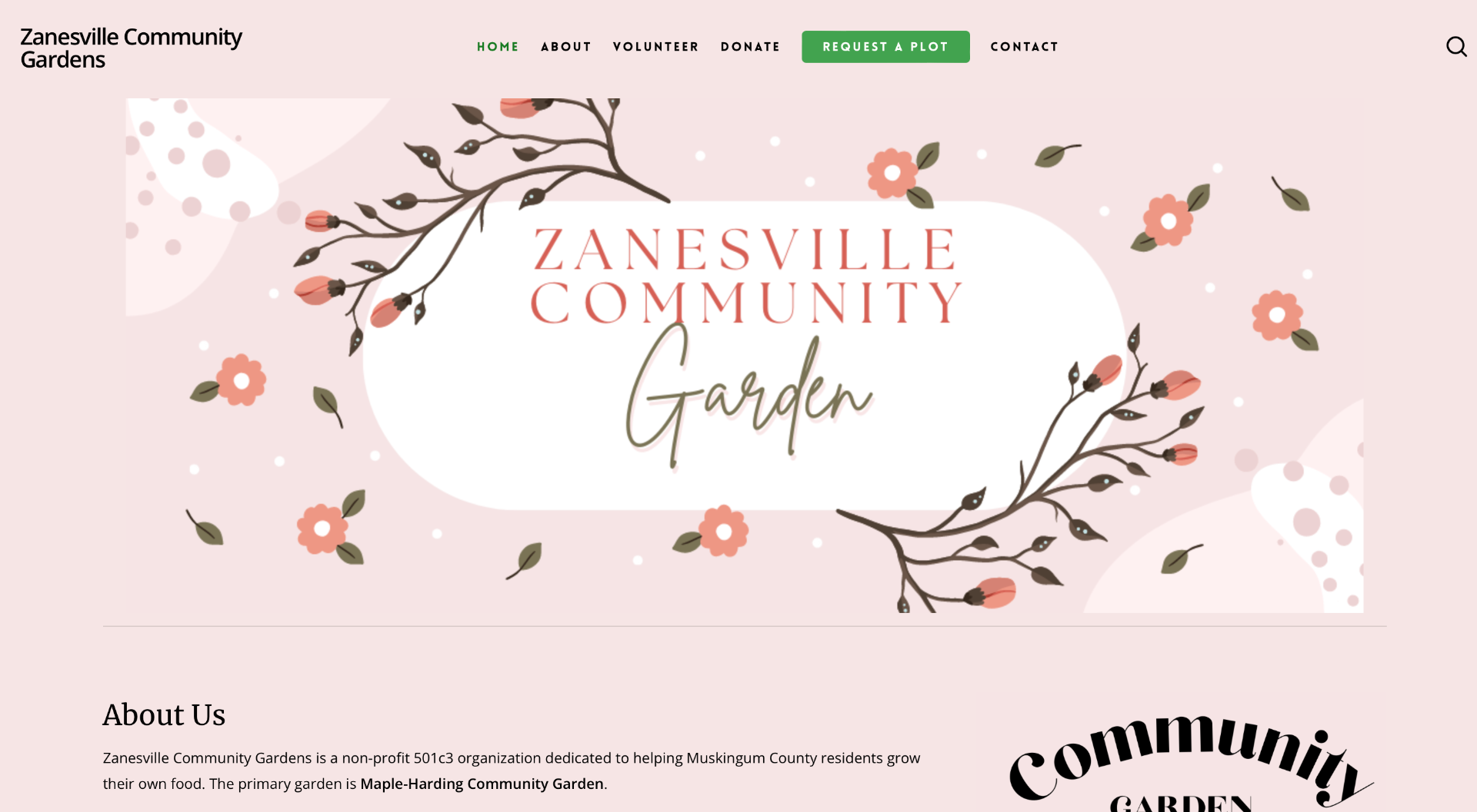 Zanesville Community Gardens Ohio Website Design