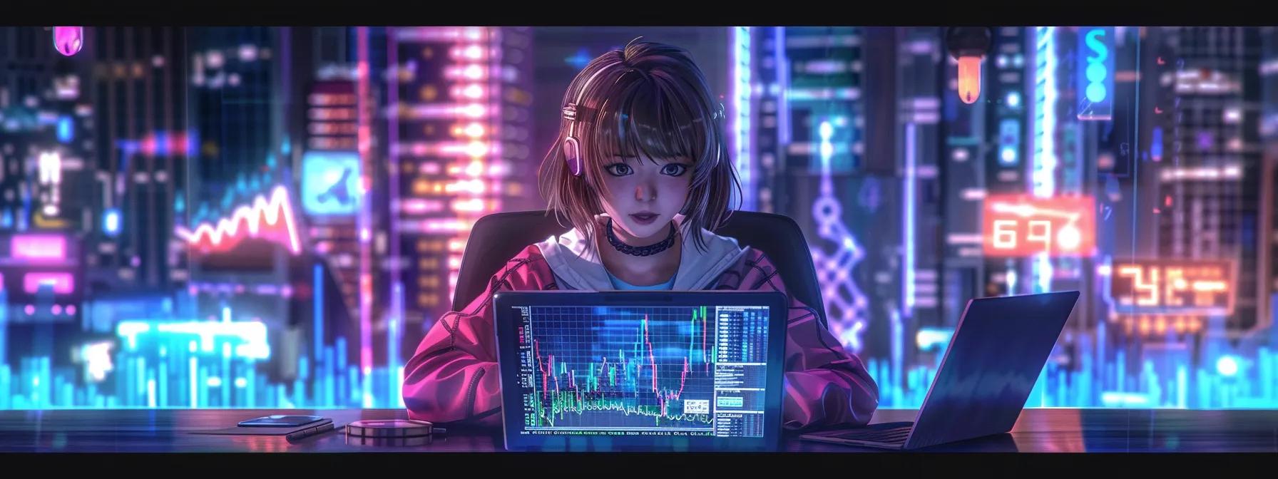 a vibrant anime-style female character sits at a sleek modern desk, intently focused on her laptop as colorful social media analytics charts and graphs illuminate the screen, symbolizing her mastery in measuring the success of contrarian hooks. - The Real Social Company - Columbus Web Design, SEO, Social a vibrant anime-style female character sits at a sleek modern desk, intently focused on her laptop as colorful social media analytics charts and graphs illuminate the screen, symbolizing her mastery in measuring the success of contrarian hooks.